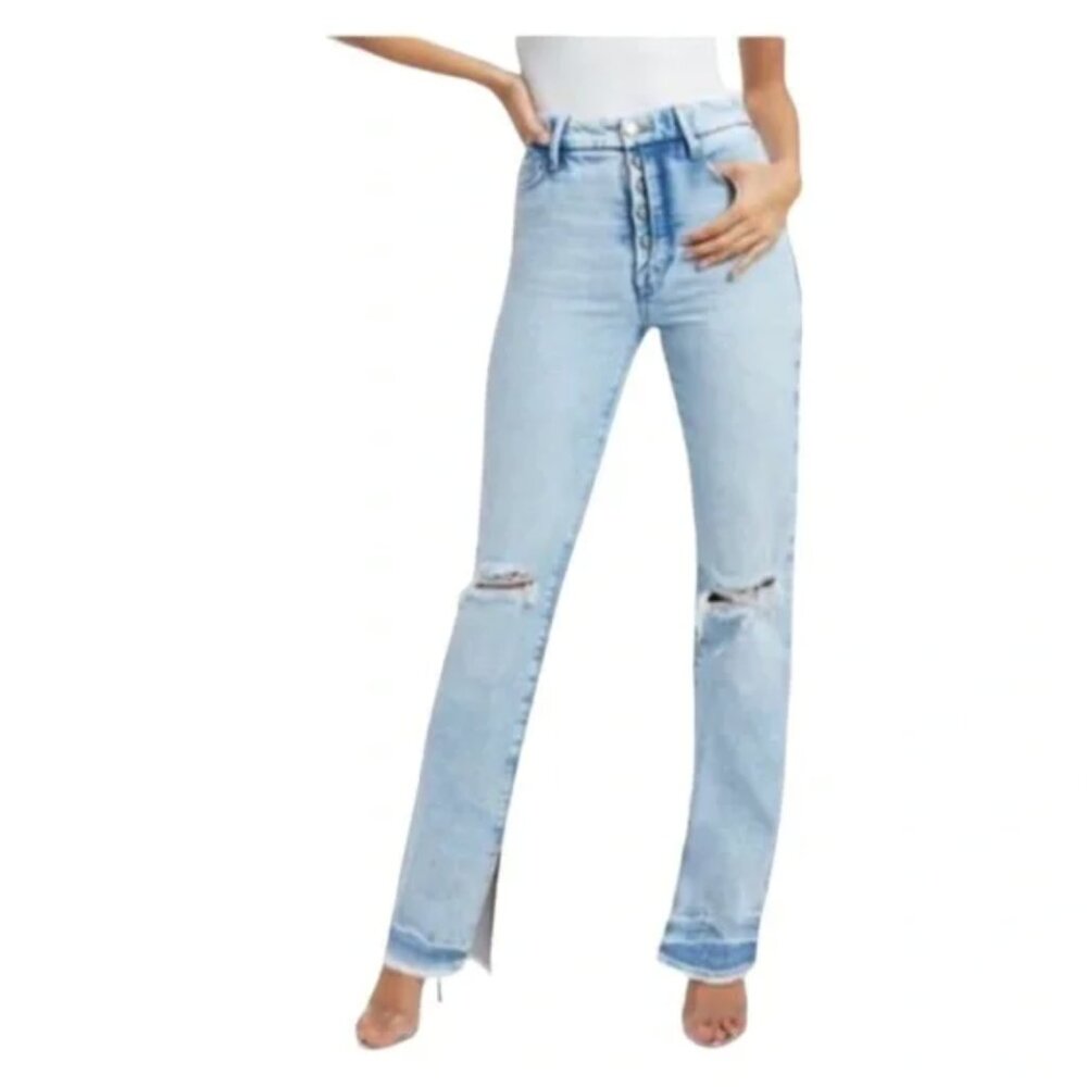 Good American High Rise Light Blue Good Boy Jeans Size 10/30